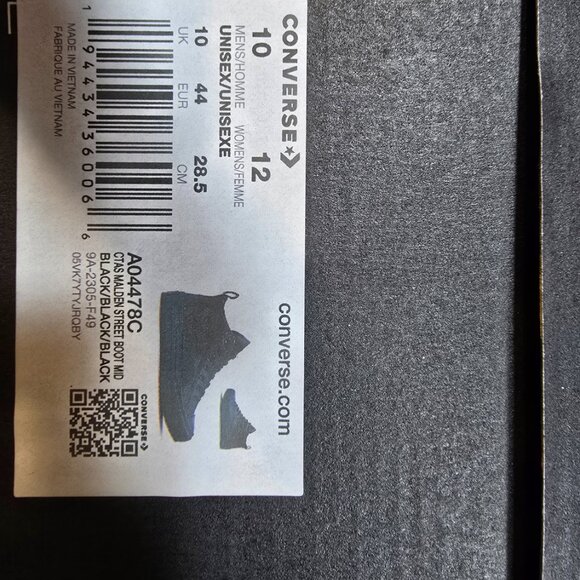 Converse CTAS Malden Street Boot Mid Triple Black Mens Athletic Sneaker size 10 - Picture 11 of 15